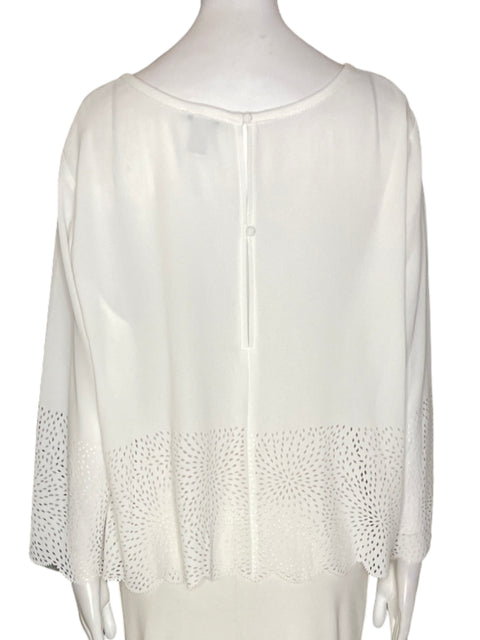 Blusa Bar Iii Liso Troquelado Blanco - Talla XXL