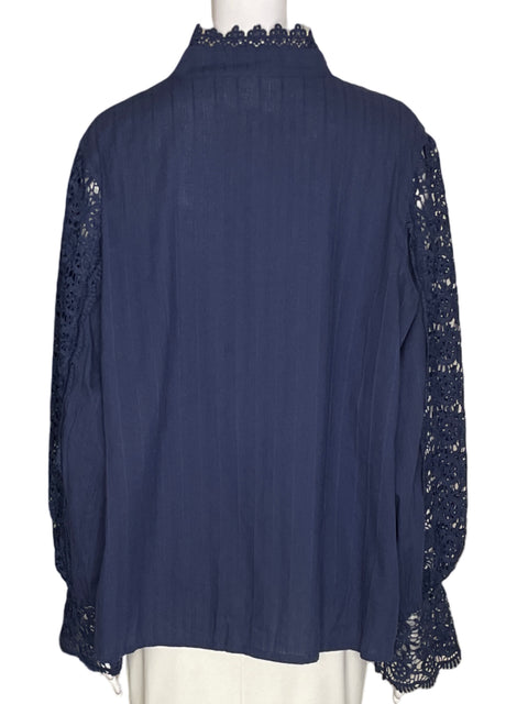 Blusa Tesoro Tps Troquelado Plisado Azul - Talla XL