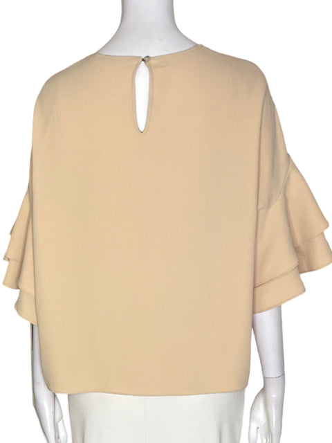 Blusa Zara Liso Ruchas Beige - Talla L