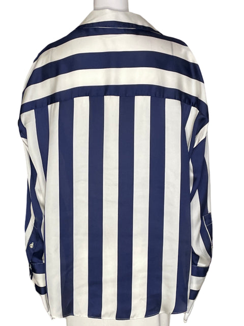 Blusa Zara Rayas Cuello v Azul - Talla XL