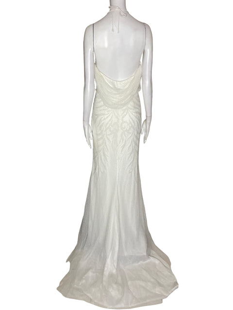 Vestido De Fiesta Rosa Clara Maxi Prederia Blanco - Talla S