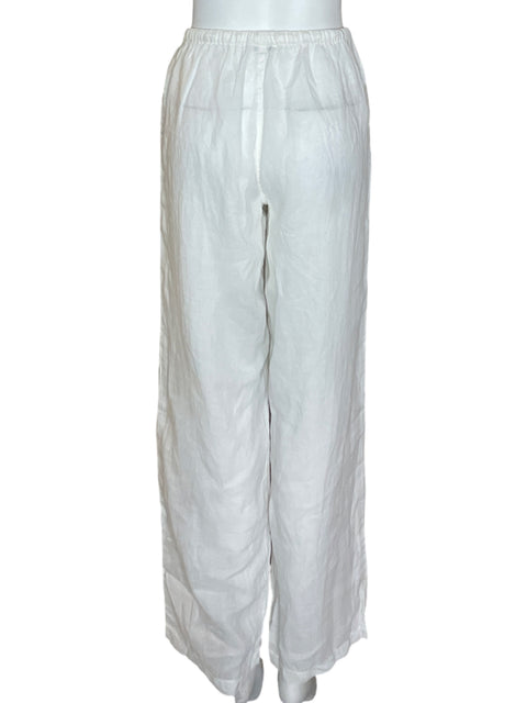 Pantalón Puro Lino Palazo Transparente Blanco - Talla S
