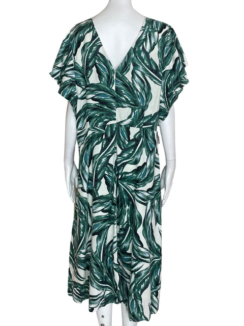 Vestido Who What Wear Estampado Ruchas Verde - Talla XXL