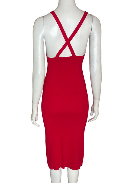 Vestido Zara Cruzado Tiras Rojo - Talla S