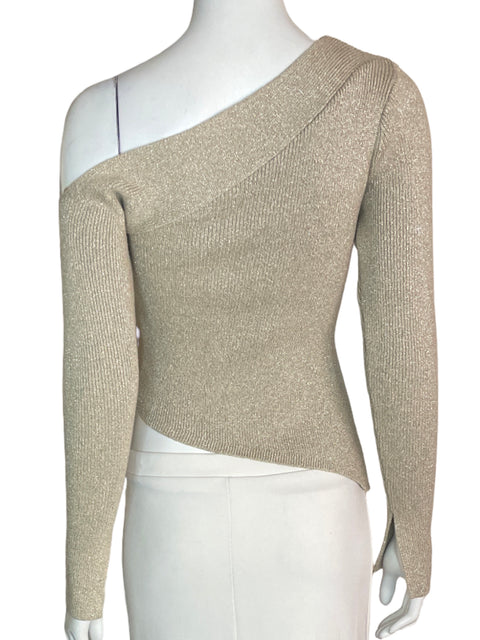 Blusa Astr The Label Liso Brillo Oneshoulder Beige - Talla XS