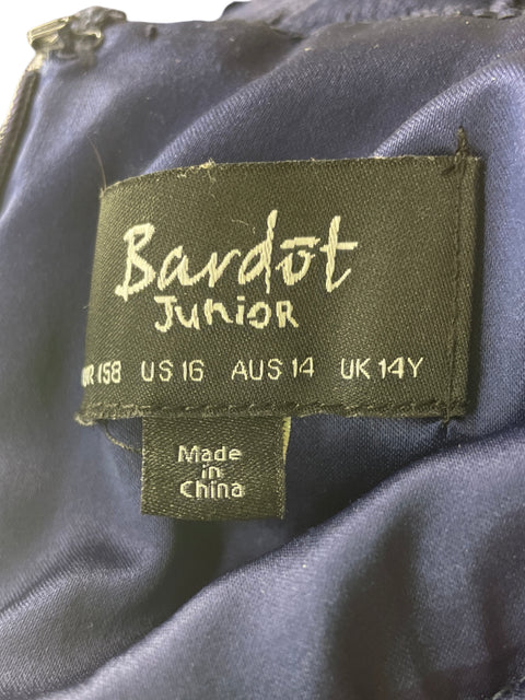 Vestido Bardot Tejido Halter Azul - Talla 16