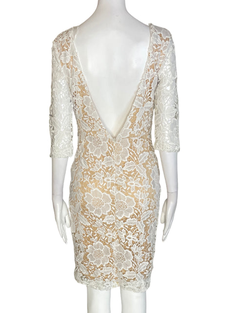 Vestido Tesoro Tps Tejido Ajustado Mini Blanco - Talla S