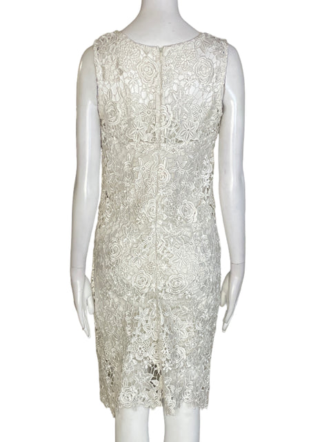 Vestido Fanny Fashion Tejido Troquelado Sin mangas Blanco - Talla S