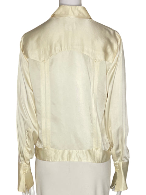 Blusa Panabrisa Seda Manga larga Beige - Talla 10