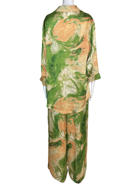 Conjunto N By Nancy Estampado Blusa/pantalon Beige - Talla L
