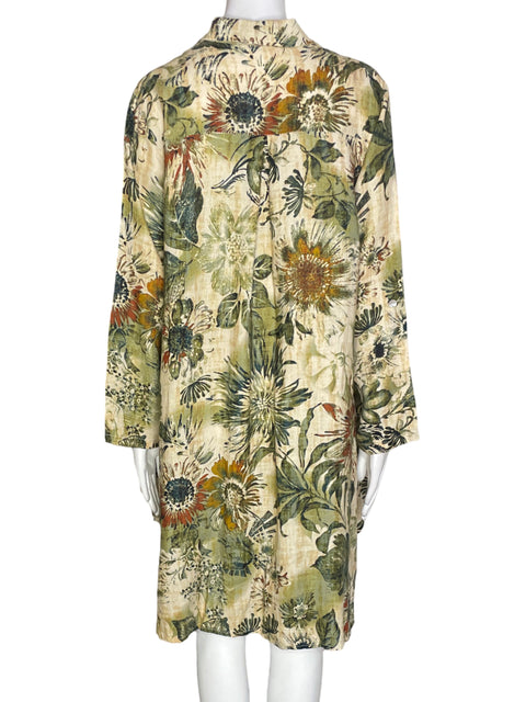 Vestido Made In Italy Estampado Manga larga Verde - Talla L