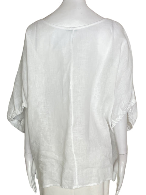 Blusa Made In Italy Manga corta Transparente Blanco - Talla L