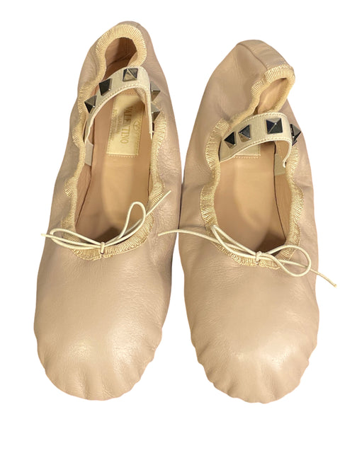 Zapato Valentino Garavani Rockstud Ballet Ballerina Flats Punta redonda Beige - Talla 35