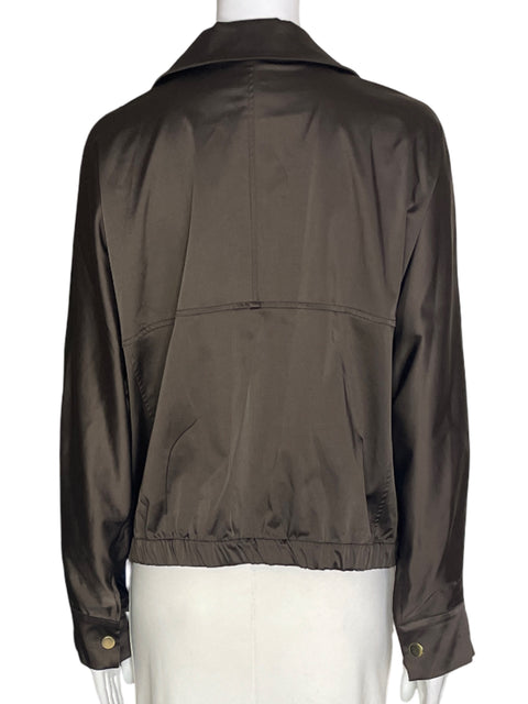 Chaqueta Zara Cuerina Zipper Marrón - Talla S