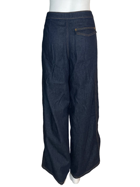 Pantalón Zara Recto Bolsillo Azul - Talla 26