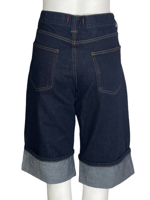 Bermuda Zara Bolsillo Short Doblado Azul - Talla 40