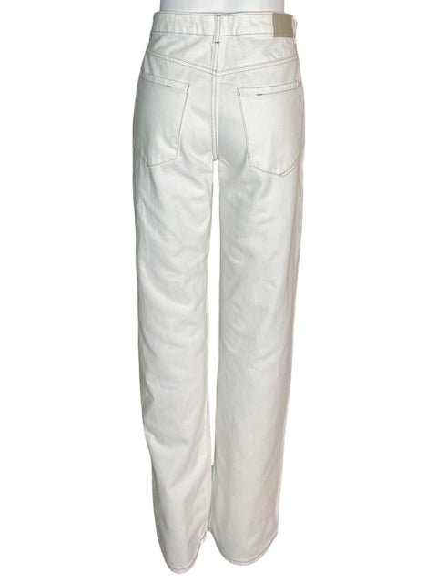 Pantalón Zara Bolsillo Recto Wide-leg Blanco - Talla 38