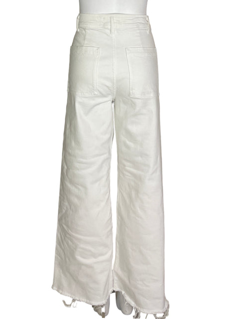 Pantalón Zara Boton Recto Blanco - Talla 40