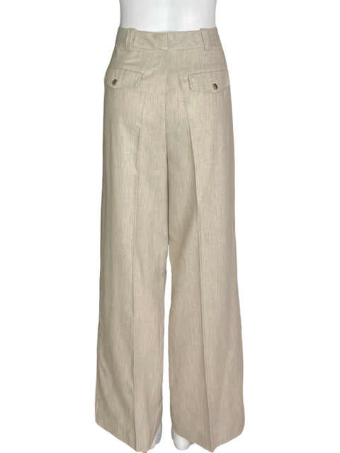 Pantalón Zara Wide-leg Recto Beige - Talla L