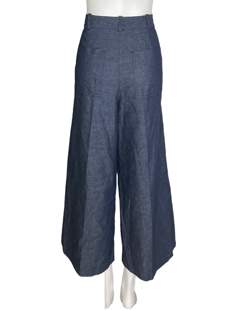 Pantalón Zara Bolsillo Wide-leg Azul - Talla L