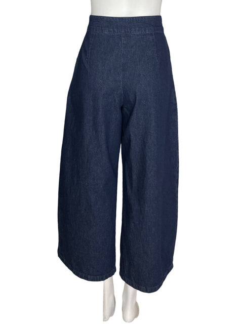 Pantalón Zara Plisado Wide-leg Azul - Talla 38