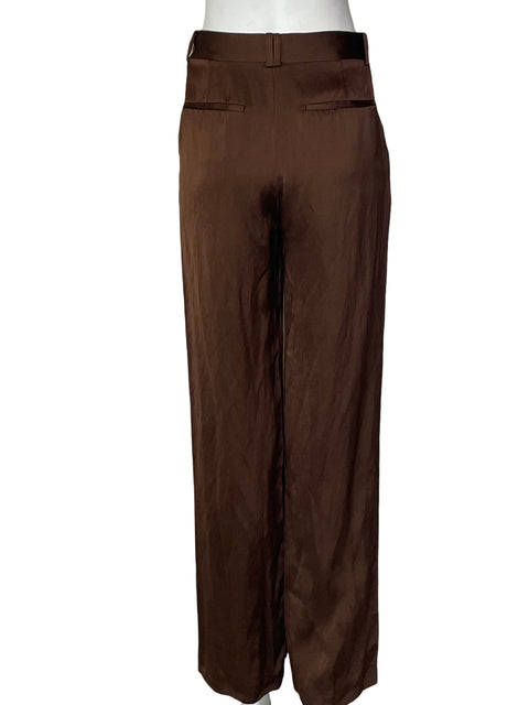 Pantalón Zara Bota Ancha Seda Marrón - Talla XS