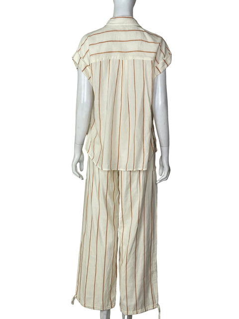 Conjunto En Creme Rayas Beige - Talla S