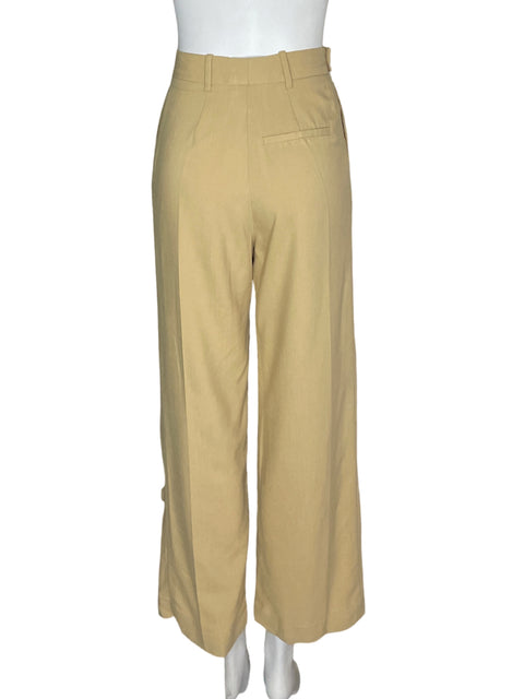 Pantalón Zara Recto Wide-leg Bolsillos Beige - Talla M