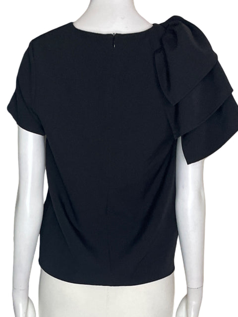 Blusa Ontwelfth Ruchas Manga corta Cuello redondo Negro - Talla S