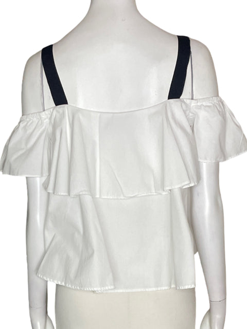Blusa Zara Tiras Ruchas Blanco - Talla XS