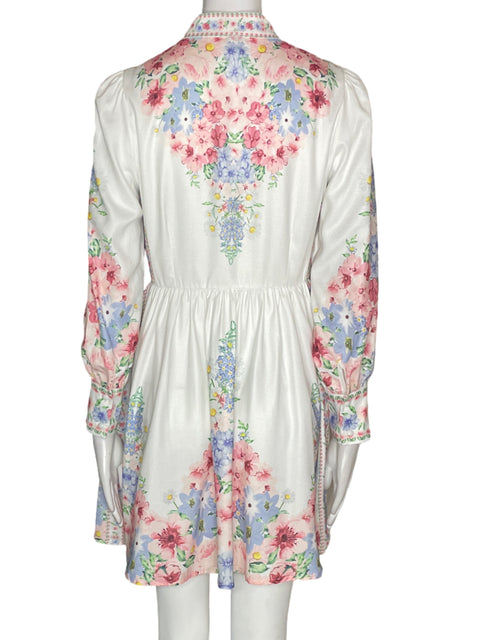 Vestido Eterna Cuello v Estampado Rosado - Talla XS