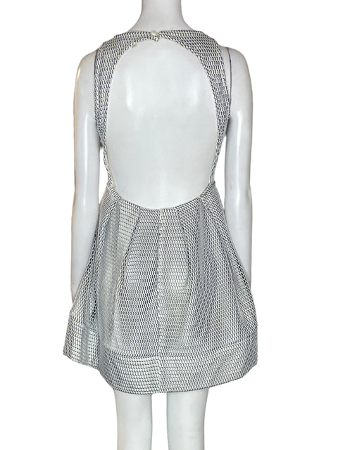 Vestido Asilio Mini Troquelado Sin mangas Blanco - Talla S