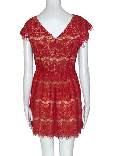 Vestido Peach Mini Manga corta Malla Naranja - Talla S