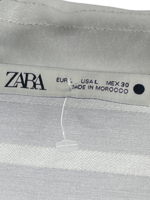 Blusa Zara Líneas Transparente Blanco - Talla L