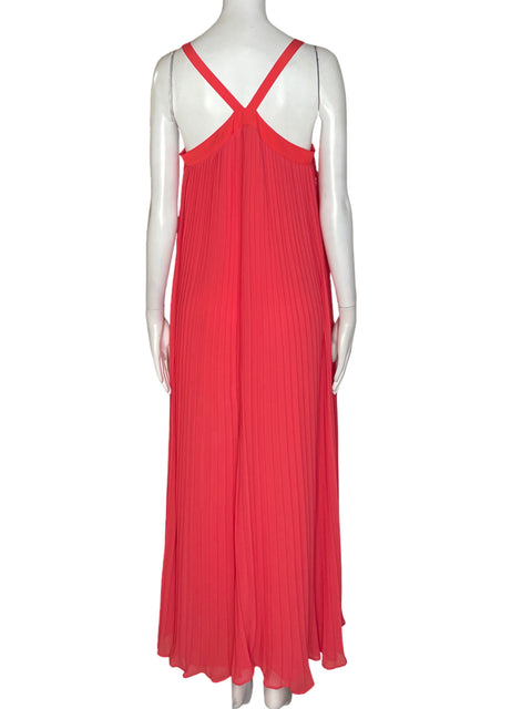 Vestido Michael Kors Maxi Fluido Plisado Rosado - Talla S