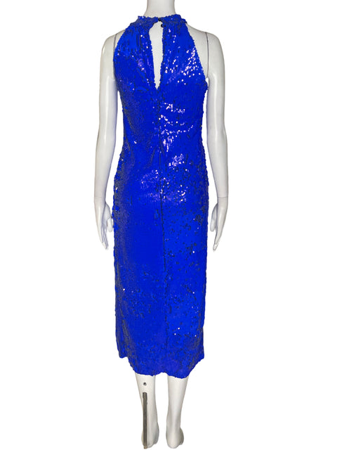 Vestido Zara Maxi Lentejuelas Azul - Talla M