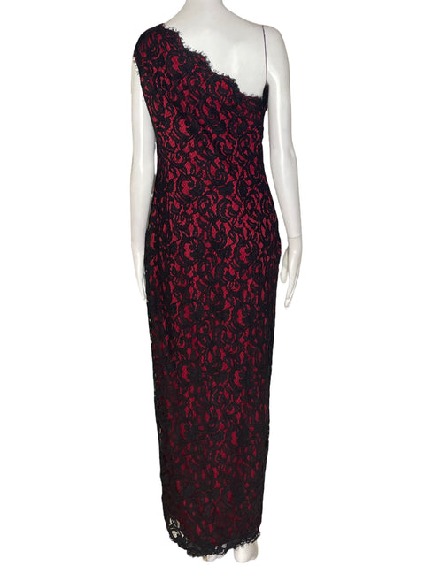 Vestido Tadashi Shoji One shoulders Estampado Negro - Talla 12