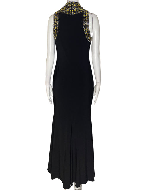 Vestido Tesoro Tps Maxi Ajustado Pedreria Negro - Talla S