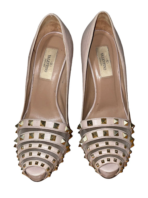 Zapato Valentino Rockstud Plataforma Rosado - Talla 37