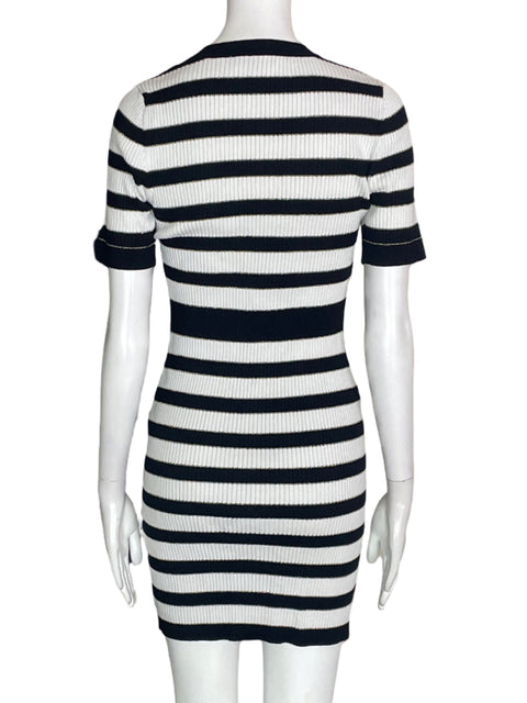Vestido Morgan Rayas Botones Manga corta Negro - Talla S