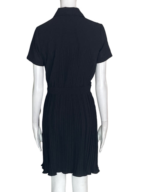 Vestido Dkny Plisado Manga corta Fajon Negro - Talla 2