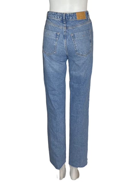 Pantalón Zara Perlas Bolsillo Azul - Talla 34