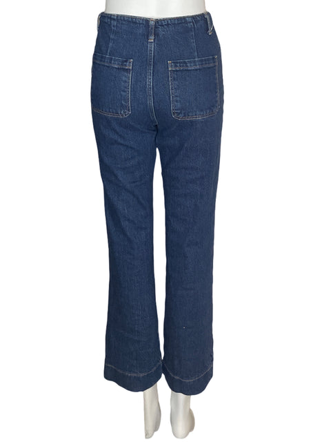 Pantalón Zara Recto Alto Azul - Talla 34