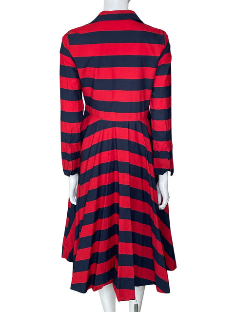 Vestido Carolina Herrera Maxi Rayas Rojo - Talla 6