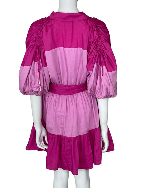 Vestido Acler Mangas Abullonadas Midi Rosado - Talla S