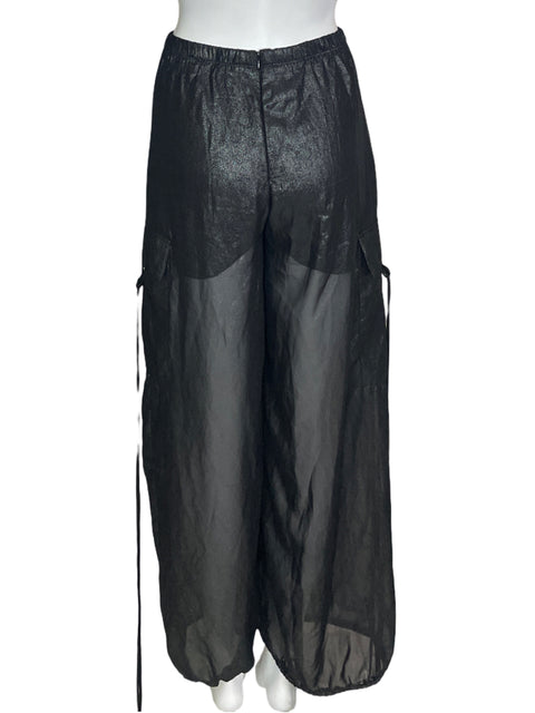 Pantalón Lucy In The Sky Transparente Satinado Nudos Negro - Talla XS
