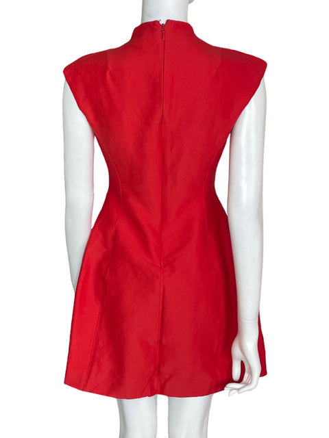 Vestido Halston Cuello v Sin mangas Midi Naranja - Talla 2