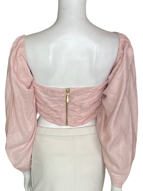 Blusa Azulu Abullonado Plisado Rosado - Talla S