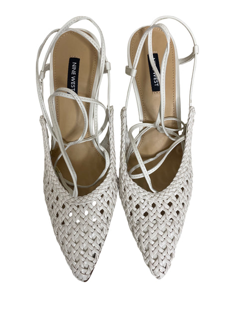Zapato Nine West Tejido Tacón alto Punta cerrada Romanas Blanco - Talla 9.5