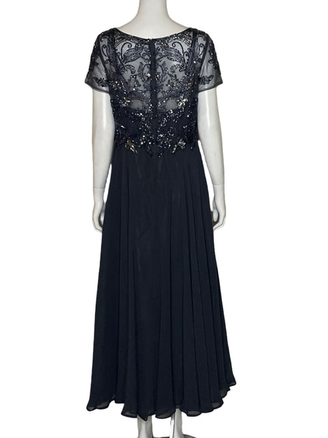 Vestido De Fiesta Xscape Maxi Azul - Talla 10
